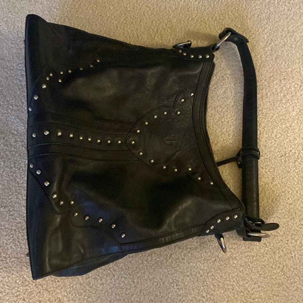 Black leather Frye purse